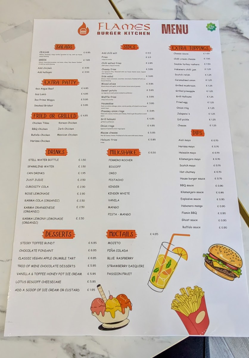 Flames Burger Kitchen Menu - Image 1